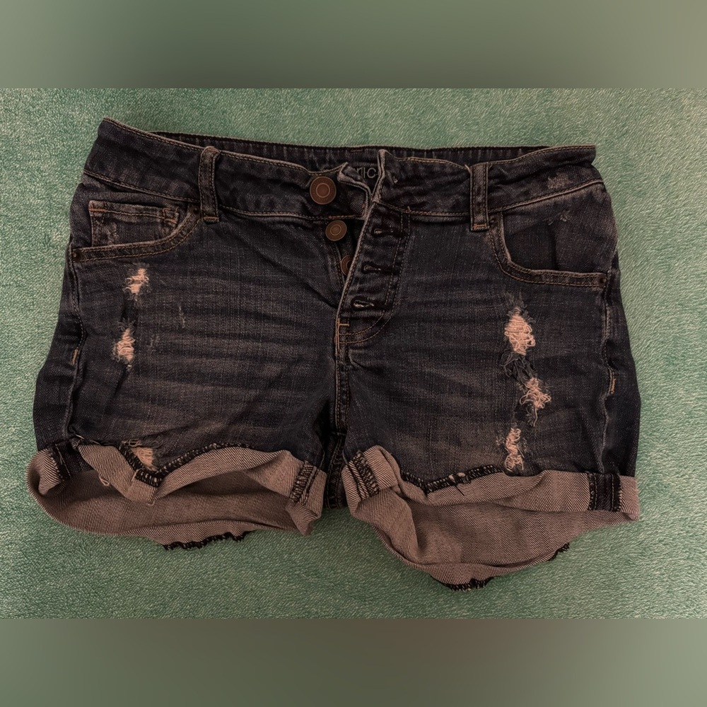 Maurices Blue Jean Shorts Distressed Raw Hem